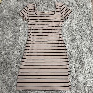 See You Monday Black and brown striped dress